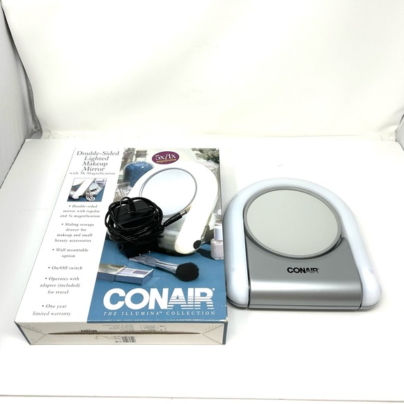 CONAIR double sided 5X/1X light up make up mirror - vintage, NWOT - Picture 6 of 14